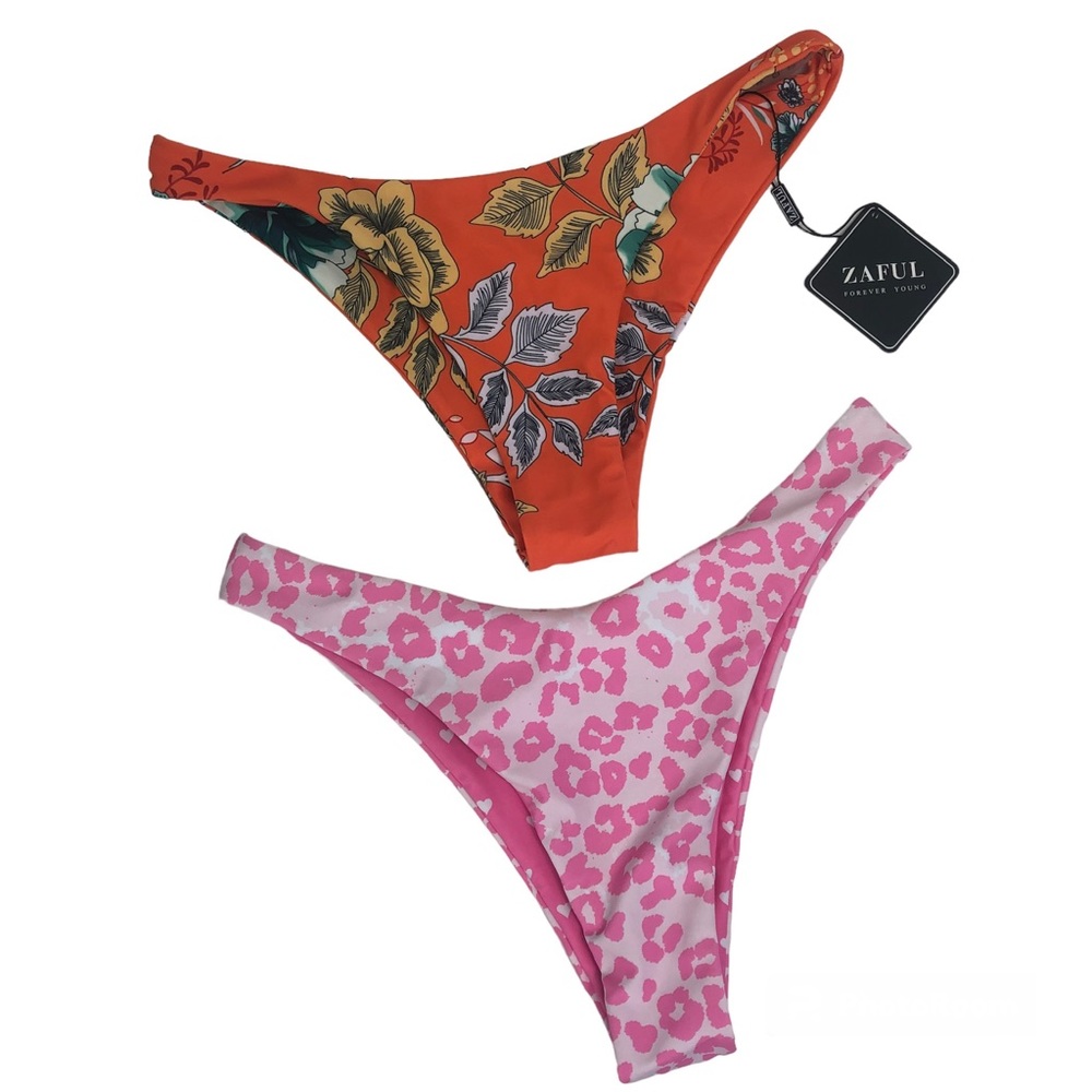 Zaful Bikini Printed Bottoms Set of Two Size Medium